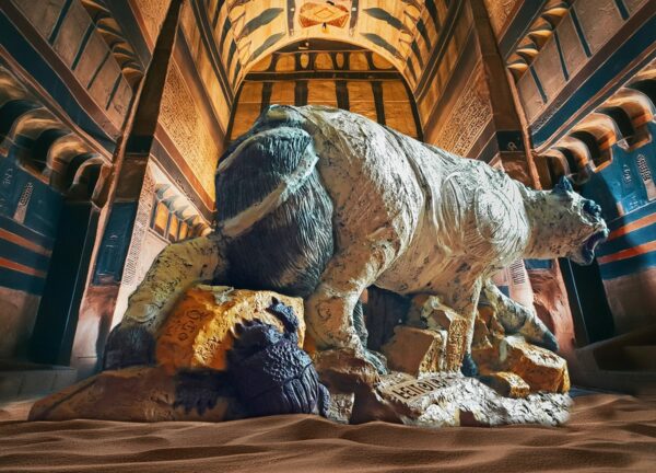 3D-Ziel Pharaoh’s Tombcat in einer ägyptischen Tempelszene