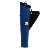 Beier Seitenköcher aus Baumwolle und Leder in Blau und Braun, Rückansicht