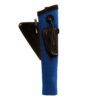 Beier Seitenköcher aus Baumwolle und Leder in Blau und Braun, Vorderansicht
