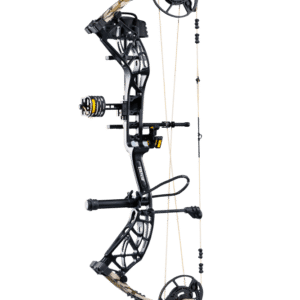Bear Archery Whitetail INT RTH Compoundbogen in Seitenansicht, schwarzes Mittelteil und Wurfarme in Mossy Oak Bottomland